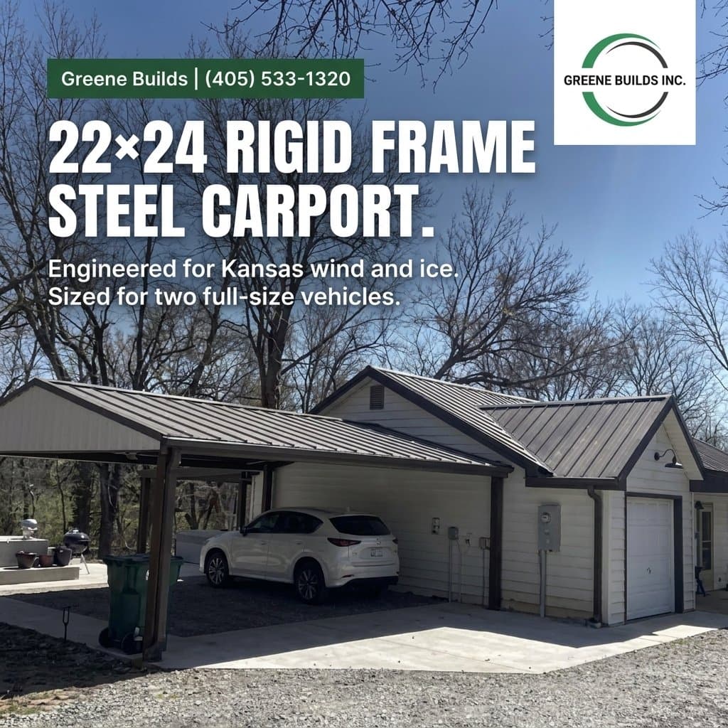 22x24 Rigid Frame Steel Carport Kansas